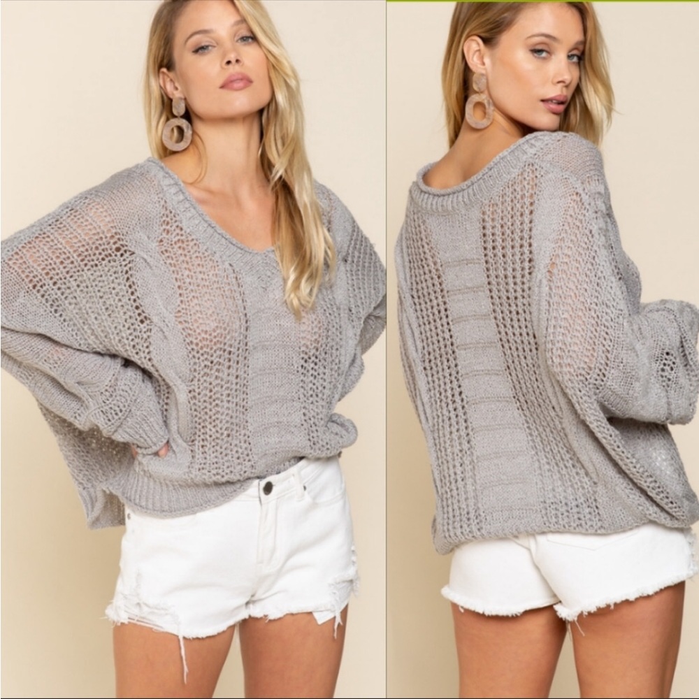 All Weather Relaxed Oversized Fit Cable Knit Sweater - Picture 4 of 7